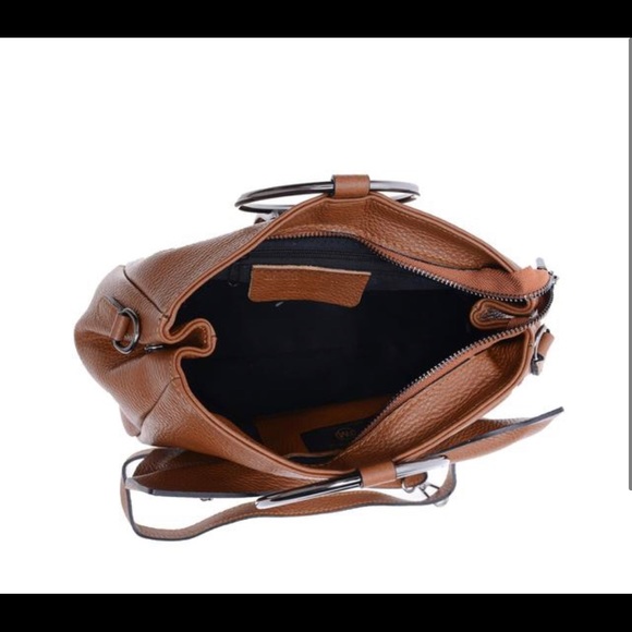 Roberta M AW21 RM 1627 leather cognac brown bow tote bag made in Italy - Picture 3 of 4